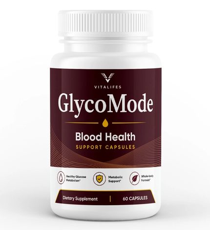 GlycoMode Blood Health Support Capsules, a 60-capsule bottle, front label